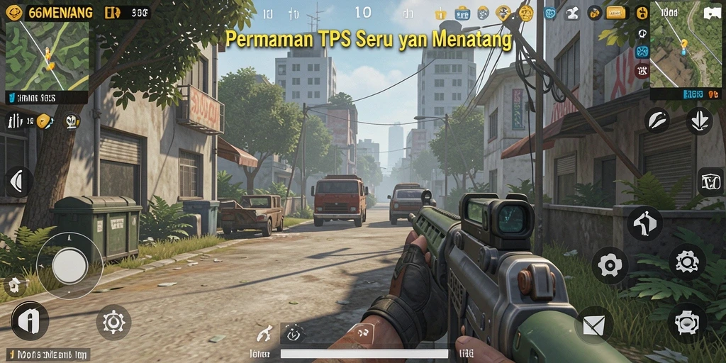 Screenshot gameplay TPS yang mendebarkan di 66MENANG.