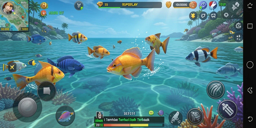 Tampilan gameplay menembak ikan yang seru dan menarik.