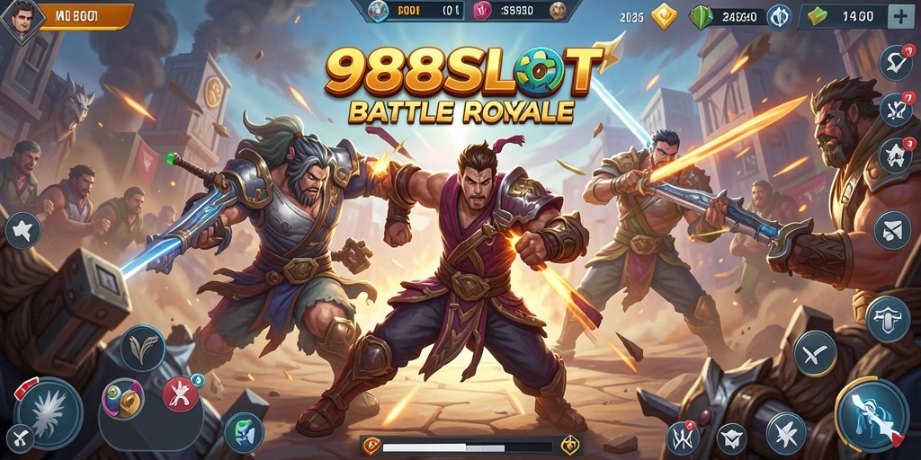 Gameplay intens di arena Battle Royale 988SLOT.