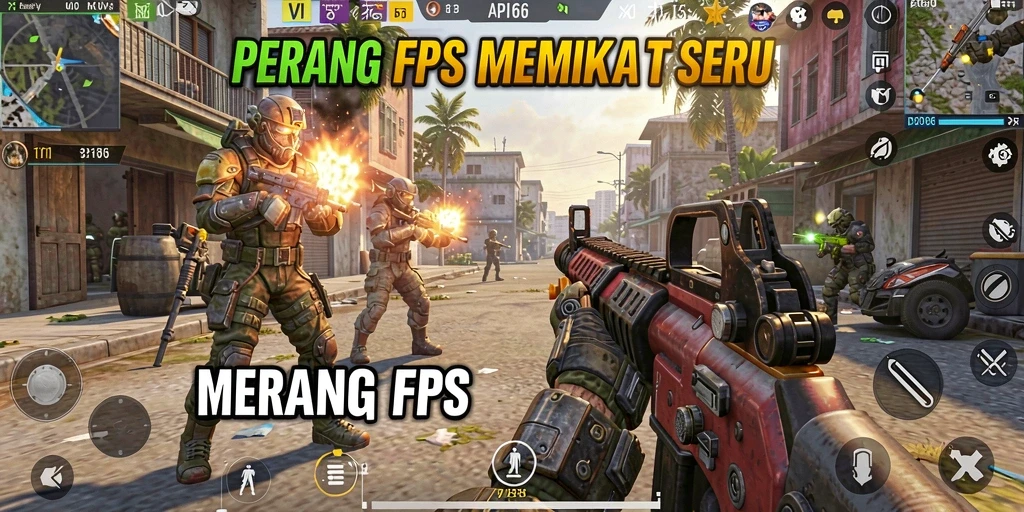 Screenshot gameplay API66, menunjukkan aksi menembak yang intens.
