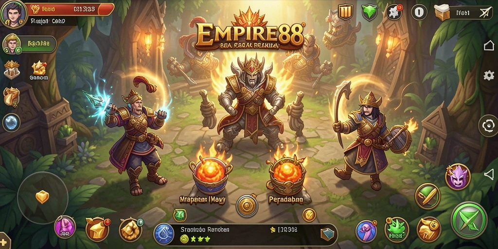 Tampilan gameplay EMPIRE88 dengan strategi membangun kerajaan yang mendalam.