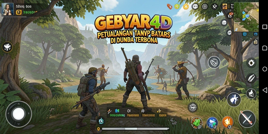 Tampilan gameplay GEBYAR4D yang menakjubkan di dunia terbuka.