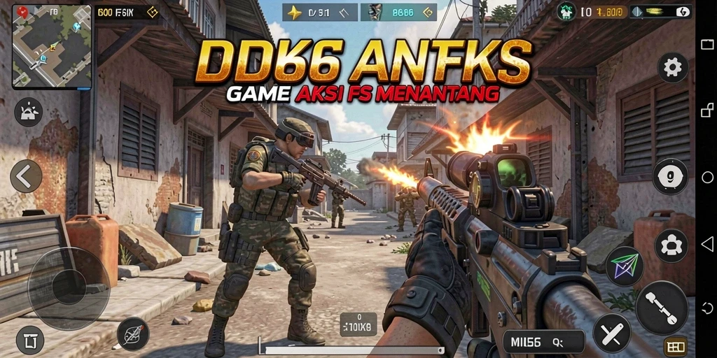 Tampilan aksi seru dalam game IDX66 dengan gameplay FPS yang menarik.