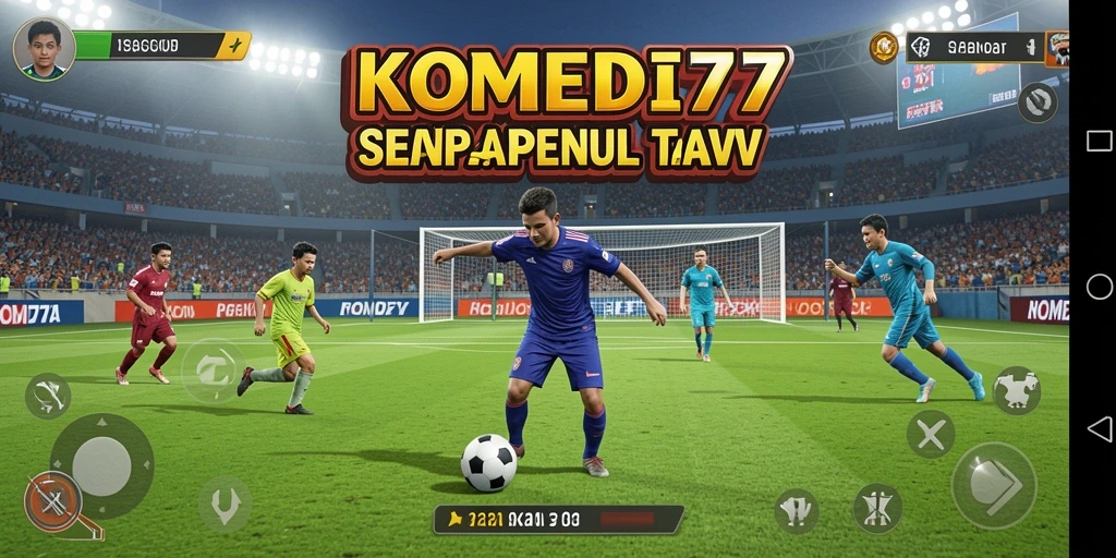 Gameplay <strong>KOMEDI77</strong> yang penuh aksi dan lucu dalam pertandingan sepak bola.