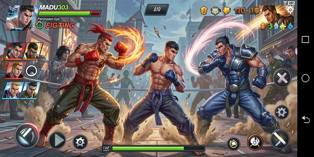 Gameplay mendebarkan dalam pertarungan MADU303 yang intens.