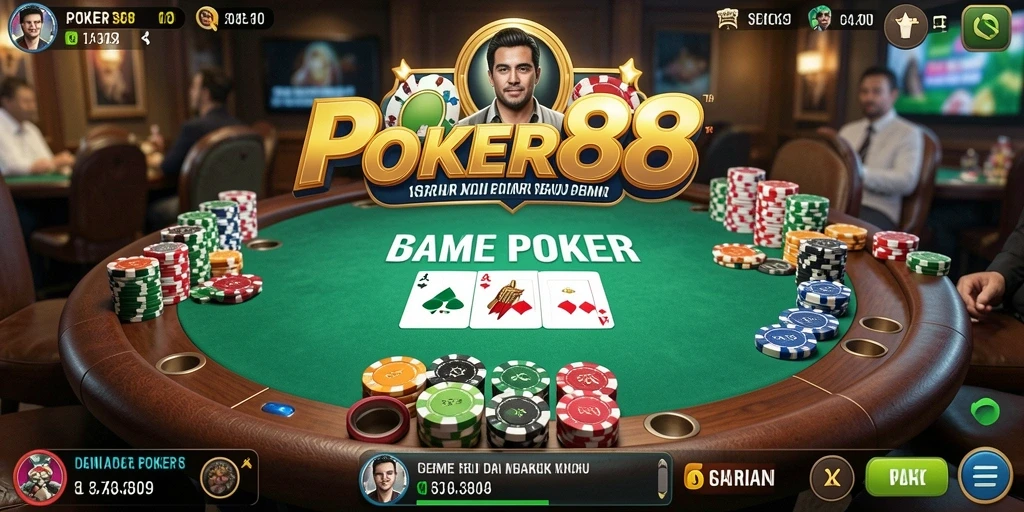 Screenshot utama POKER88 menampilkan suasana bermain Poker yang seru.