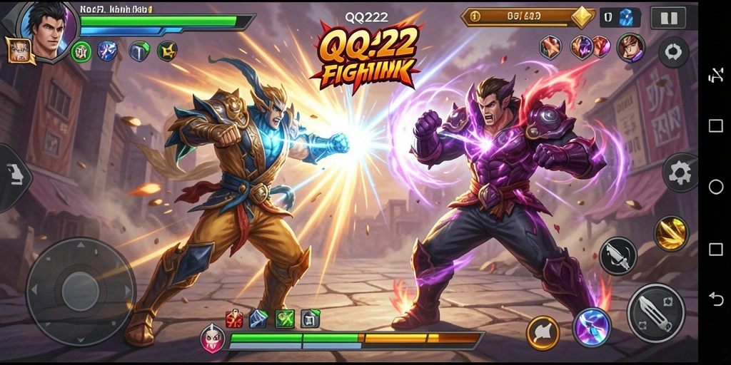 Tangkapan layar menampilkan pertarungan seru dalam QQ222.