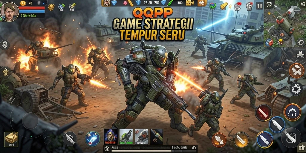 Tampilan gameplay seru di QQRP dengan strategi tempur yang mendebarkan.