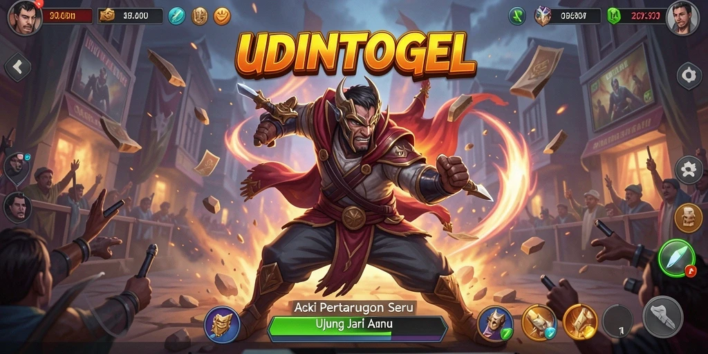 Tampilan aksi pertarungan seru dalam game UDINTOGEL.
